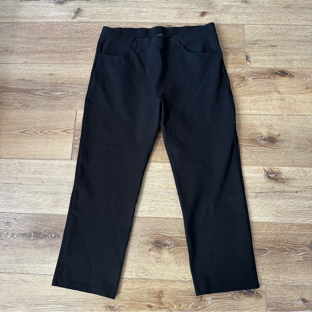 Quince Ultra-Stretch Ponte Straight Leg 4-Pocket Pant in Black Sz XL/25 GUC - Picture 2 of 9